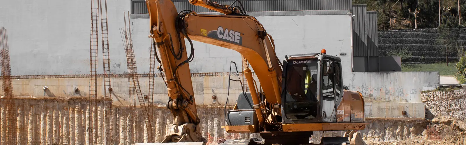 Excavator on a job site in Des Moines